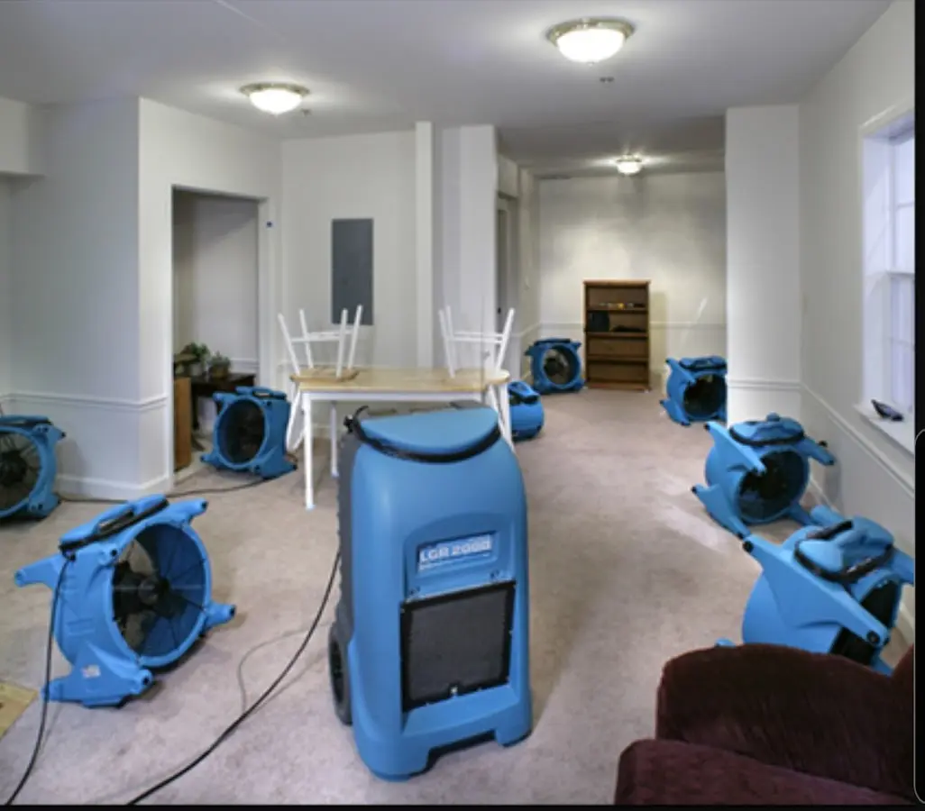 Air movers and dehumidifier setup for Water Damage Restoration in Short Pump
